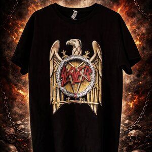 Slayer Eagle Logo Black Graphic Band Tee Shirt L